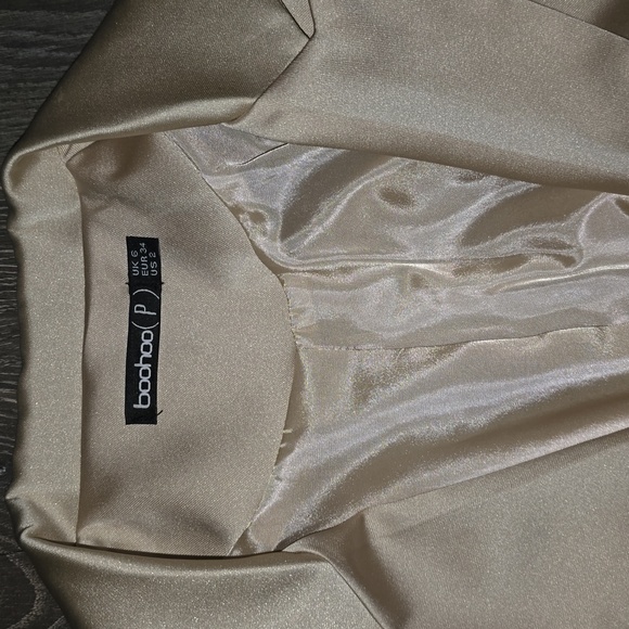 Satin Champange color longline blazer - Picture 2 of 4